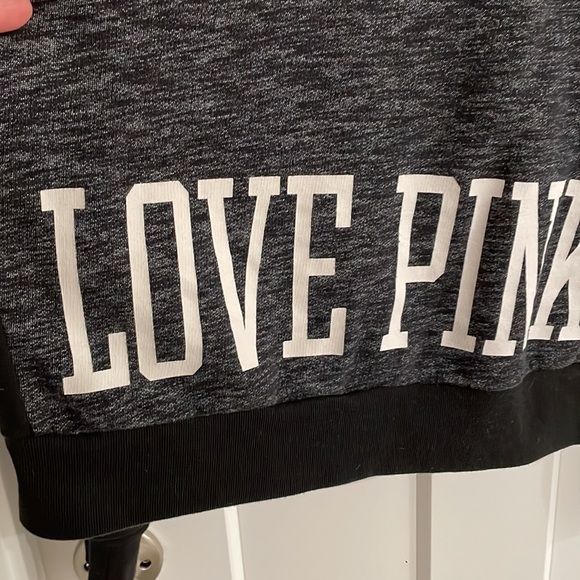 Victorias Secret PINK Love Pink Quarter Zip Medium Black & Gray - Picture 5 of 5